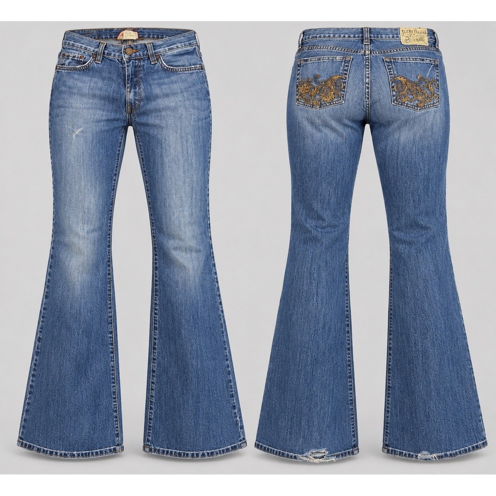 Lucky Brand Lil floral Jean women 2/26 Flare Embroidered  Y2K vintage